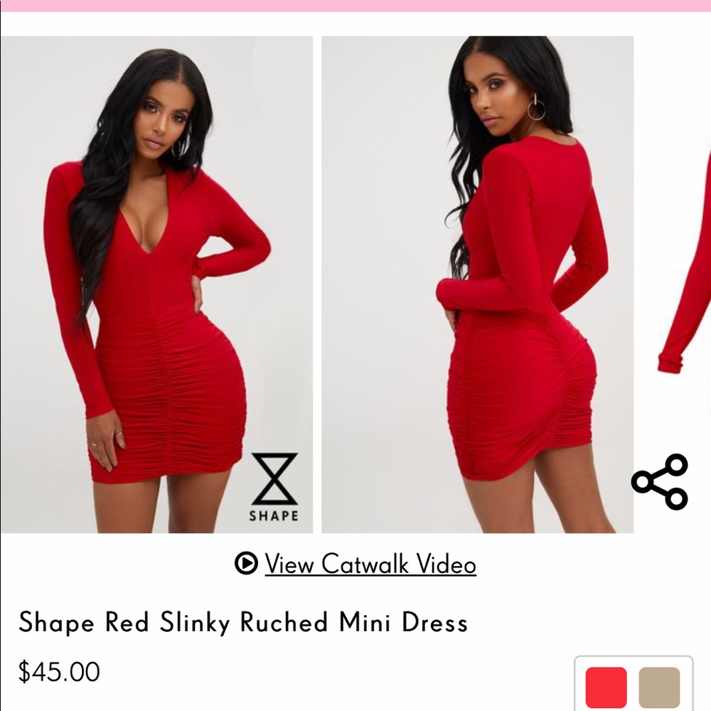 Red ruched pretty little thing dress